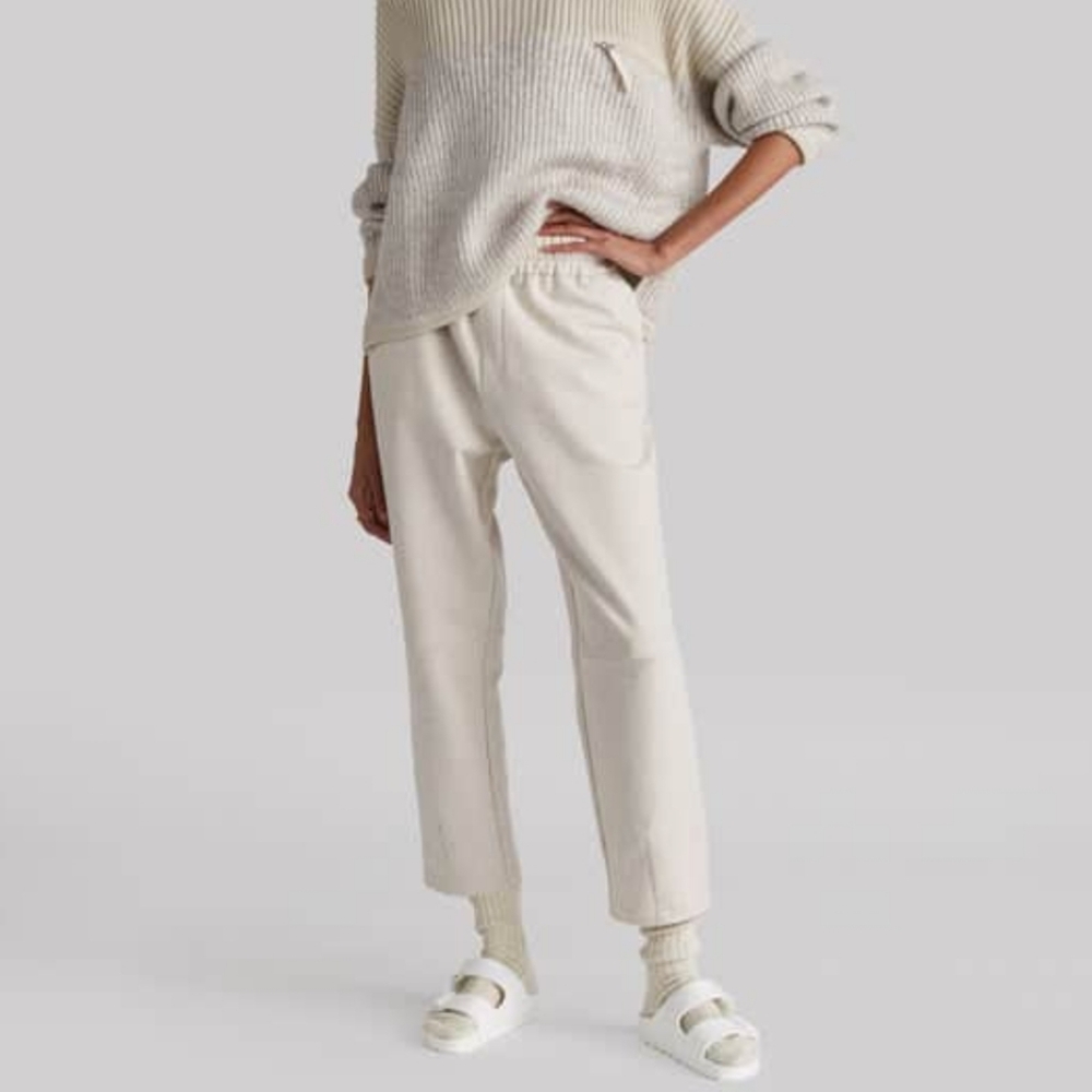 Varley Adelia Cotton Blend Pants  Ivory Marl Size Small